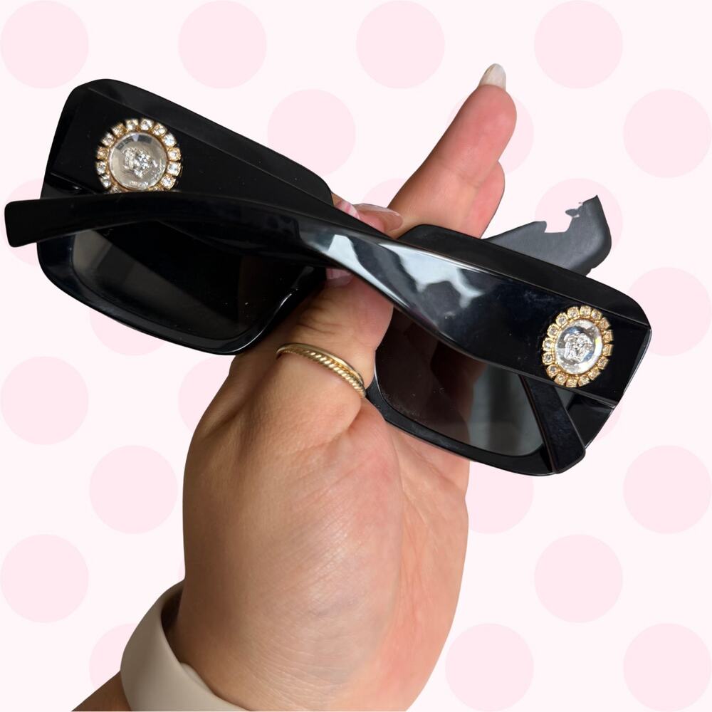 Authentic Vintage Versace Rhinestone Medusa Sunglasses Black